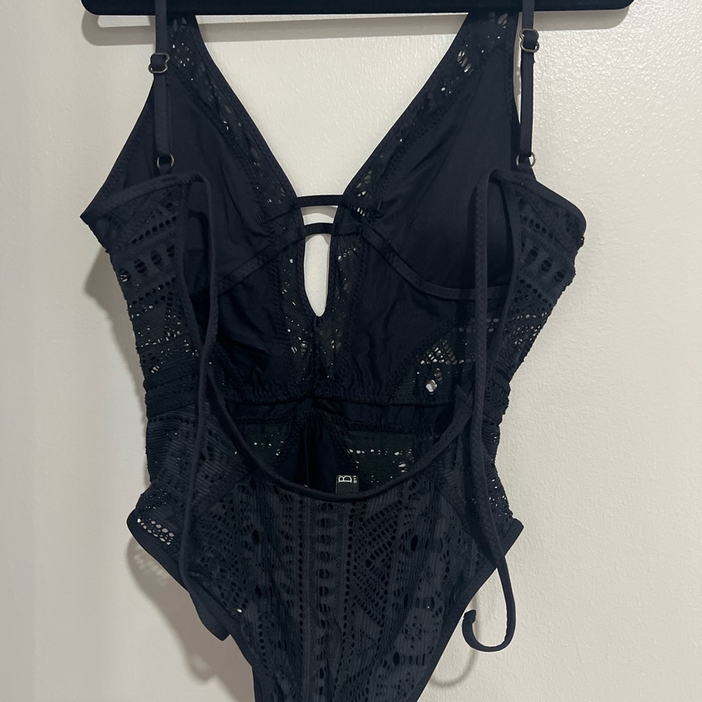 BECCA Black Crochet One-Piece Swimsuit - Picture 11 of 15